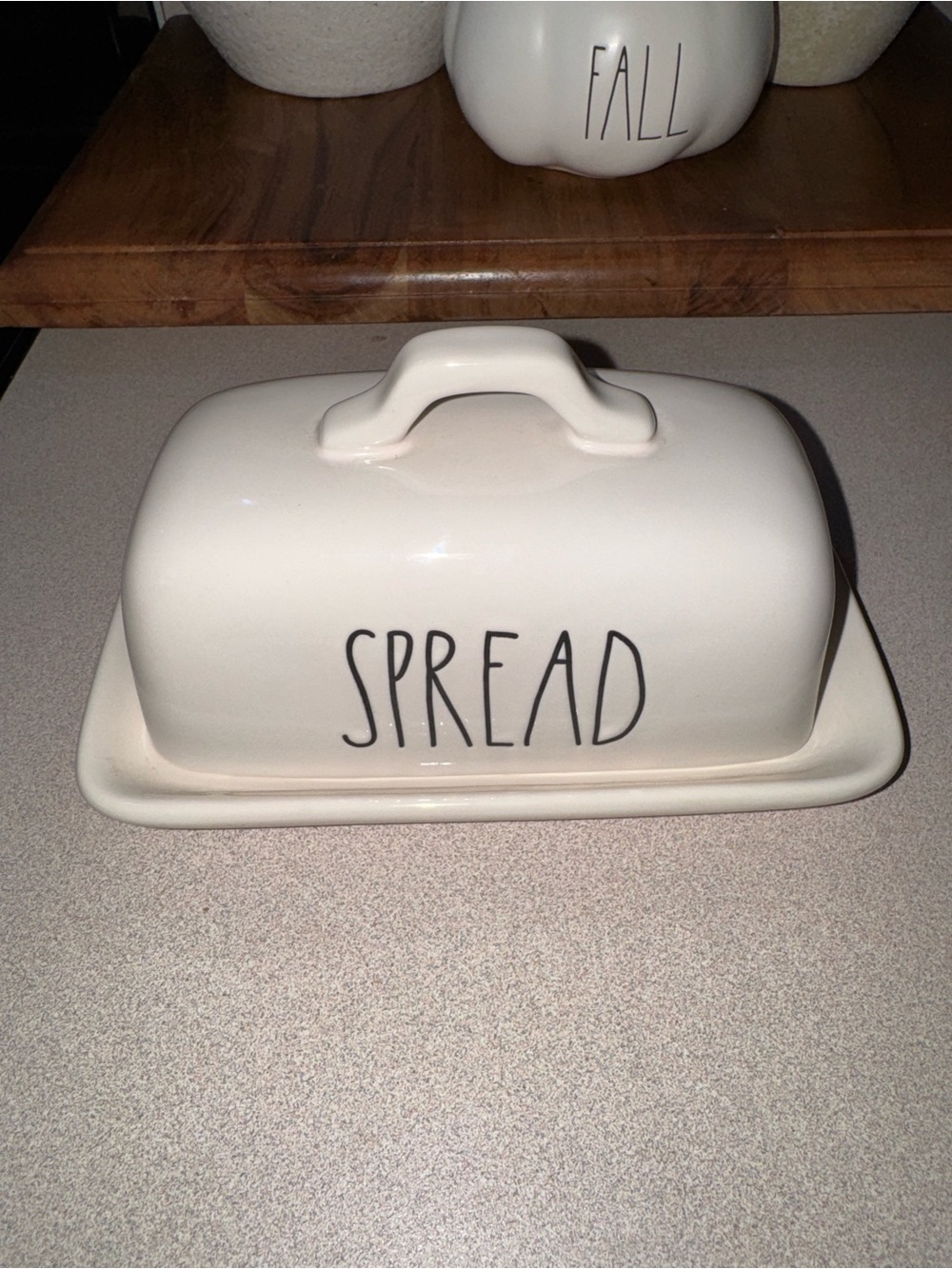 Rae Dunn Cream Ceramic Butter Dish with SPREAD Lettering